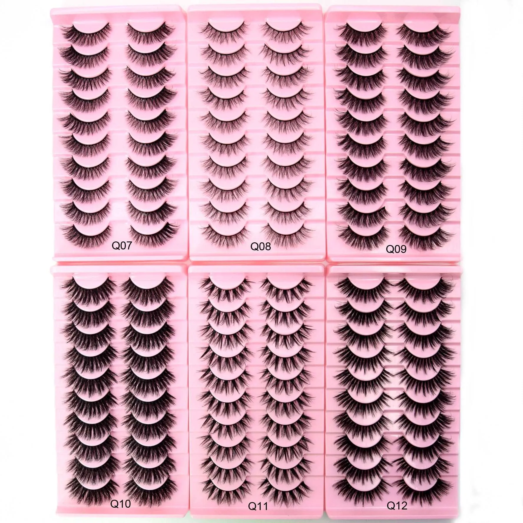 10 Pairs Mink Lashes Make Up Faux Hand Made Eyelashes Reusable Crisscross Q01