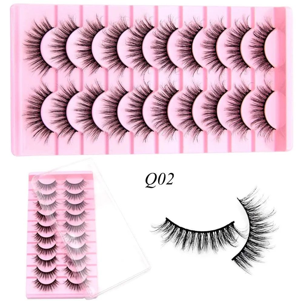 10 Pairs Mink Lashes Make Up Faux Hand Made Eyelashes Reusable Crisscross Q01