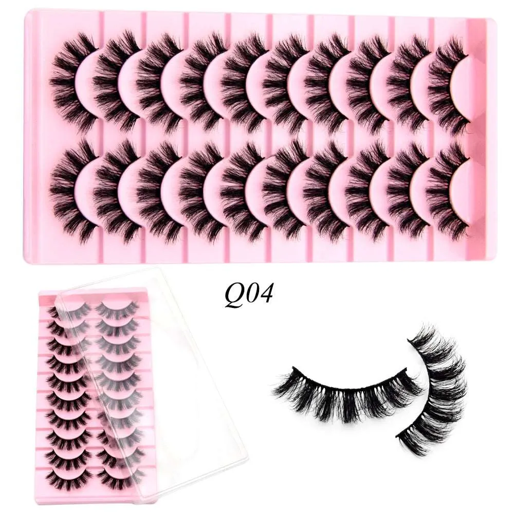 10 Pairs Mink Lashes Make Up Faux Hand Made Eyelashes Reusable Crisscross Q01