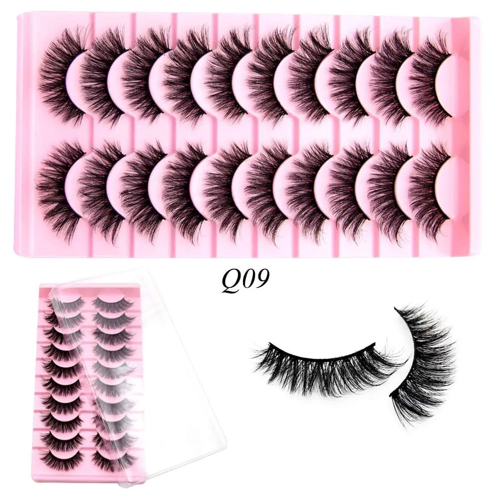 10 Pairs Mink Lashes Make Up Faux Hand Made Eyelashes Reusable Crisscross Q01