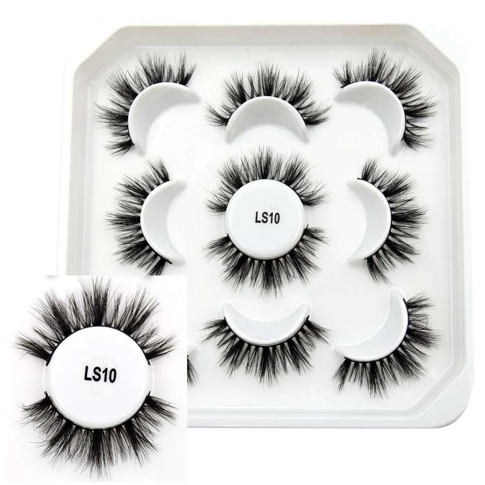 10 Pairs Mink Lashes Make Up Faux Hand Made Eyelashes Reusable Crisscross Q01