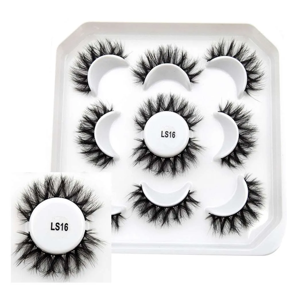 10 Pairs Mink Lashes Make Up Faux Hand Made Eyelashes Reusable Crisscross Q01