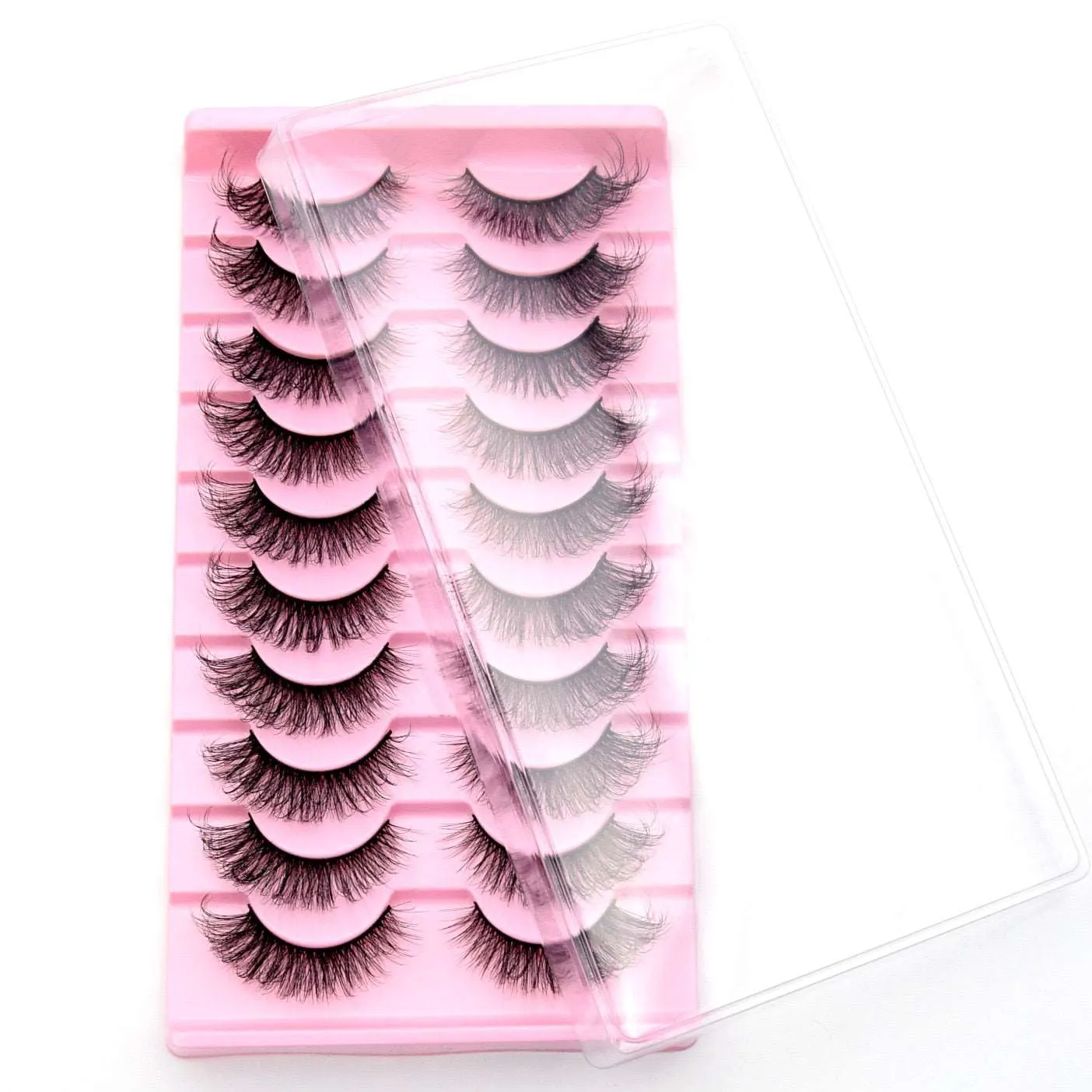 10 Pairs Mink Lashes Make Up Faux Hand Made Eyelashes Reusable Crisscross Q01