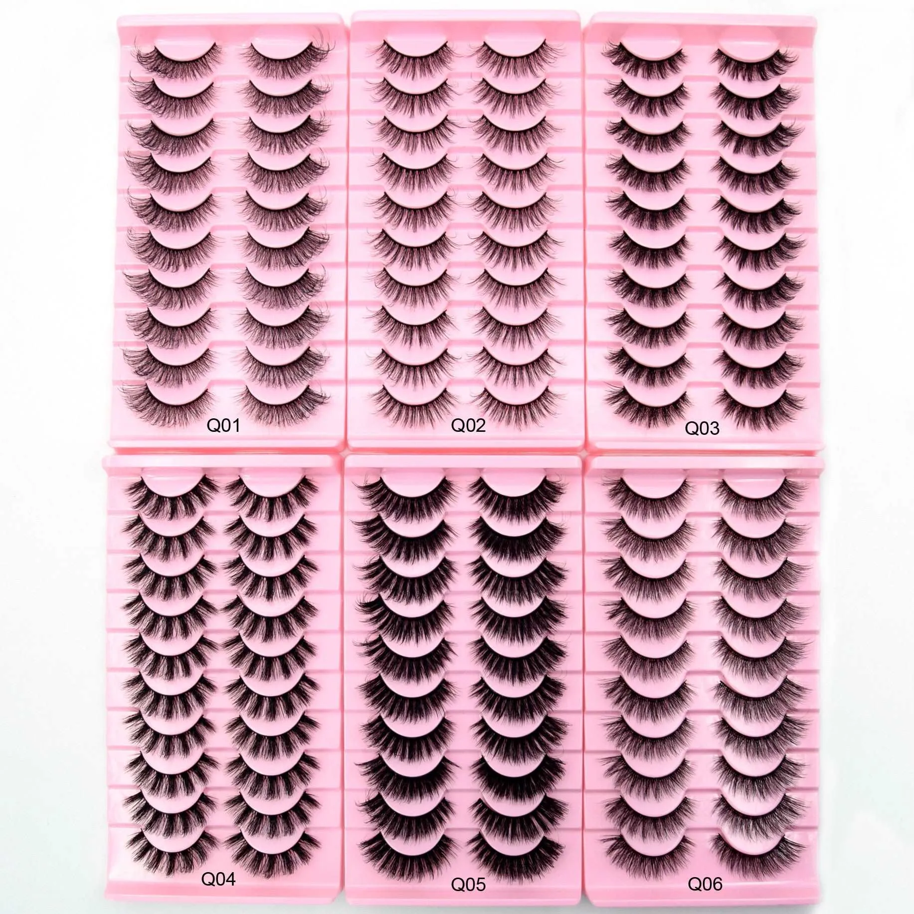 10 Pairs Mink Lashes Make Up Faux Hand Made Eyelashes Reusable Crisscross Q01