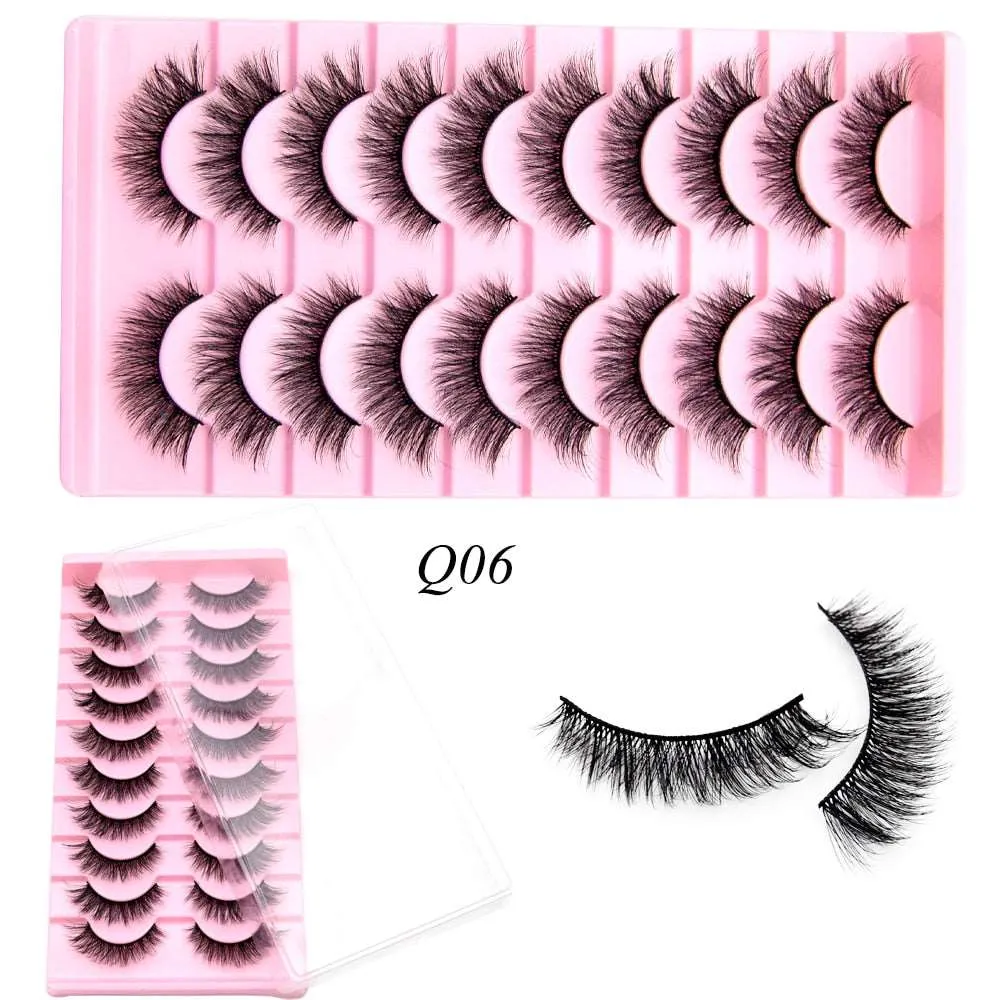 10 Pairs Mink Lashes Make Up Faux Hand Made Eyelashes Reusable Crisscross Q01