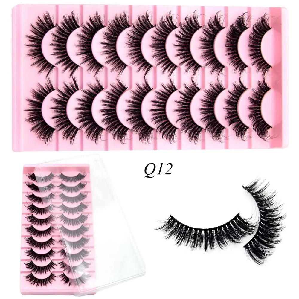 10 Pairs Mink Lashes Make Up Faux Hand Made Eyelashes Reusable Crisscross Q01