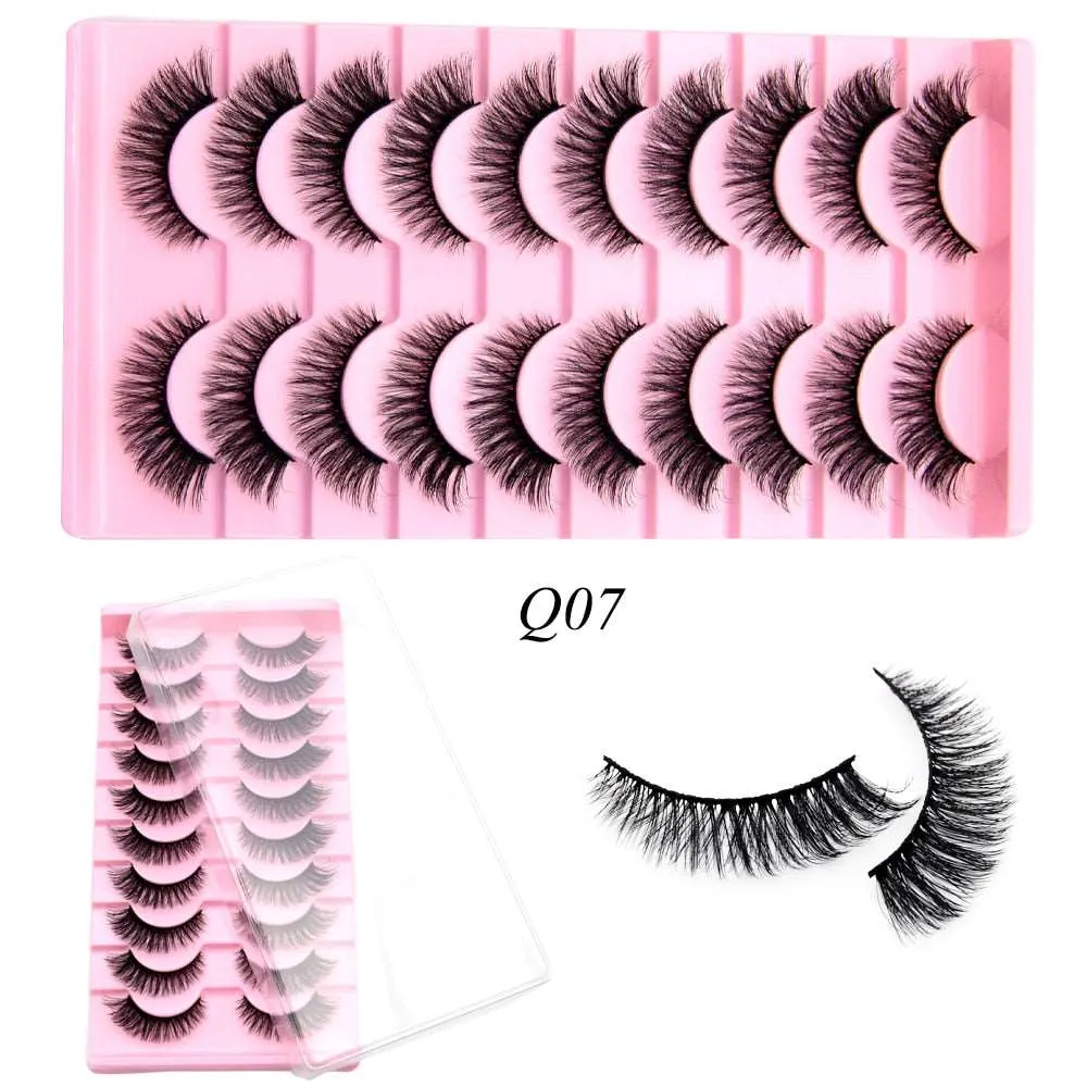 10 Pairs Mink Lashes Make Up Faux Hand Made Eyelashes Reusable Crisscross Q01