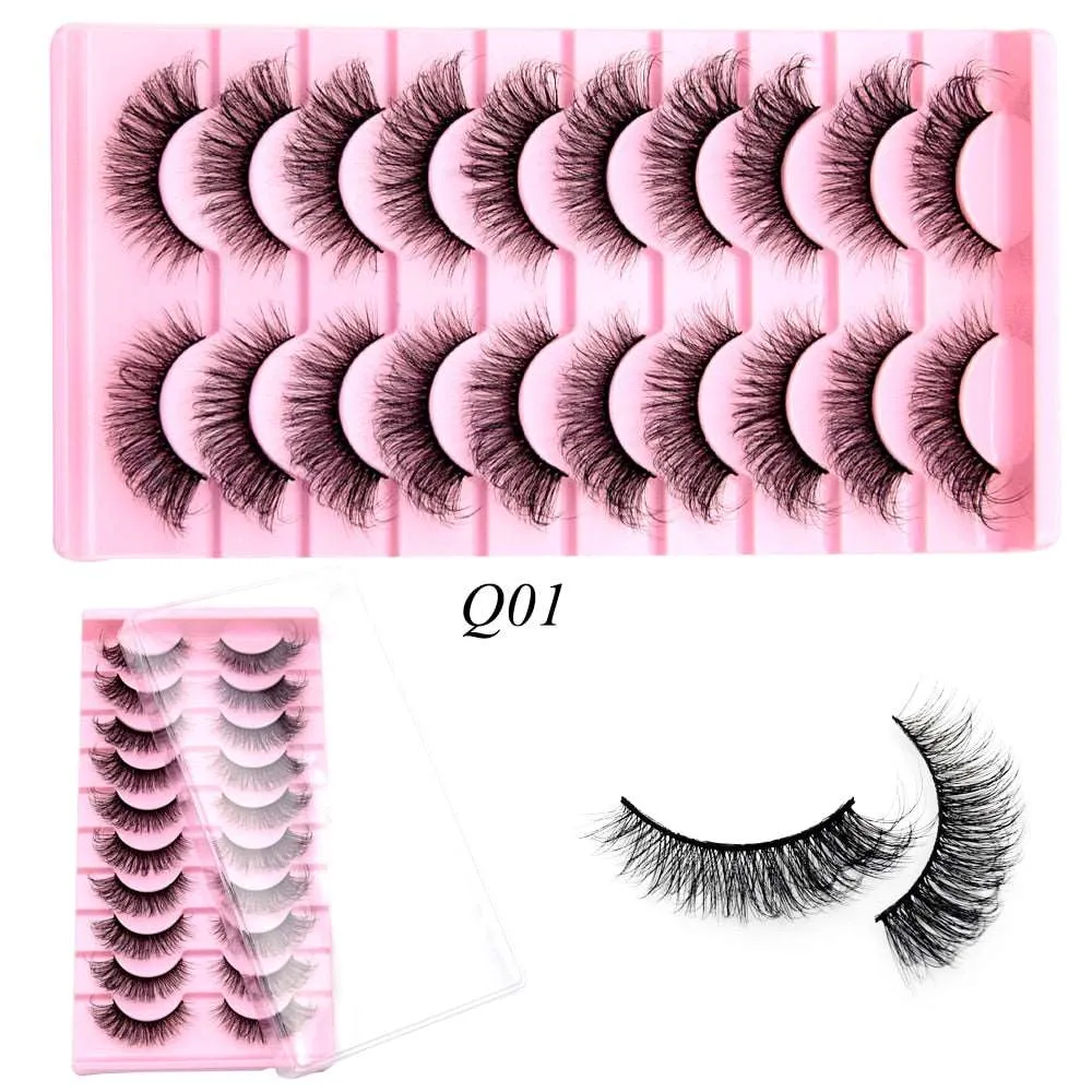 10 Pairs Mink Lashes Make Up Faux Hand Made Eyelashes Reusable Crisscross Q01