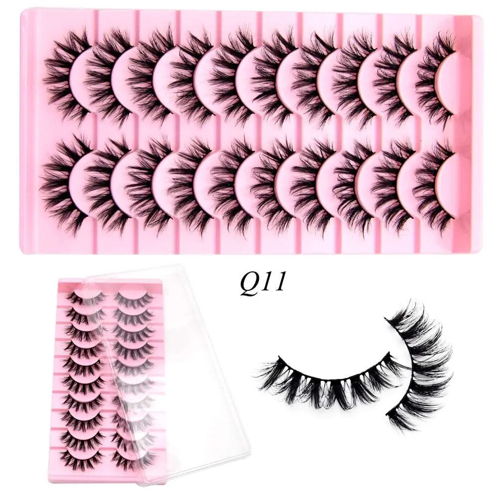 10 Pairs Mink Lashes Make Up Faux Hand Made Eyelashes Reusable Crisscross Q01