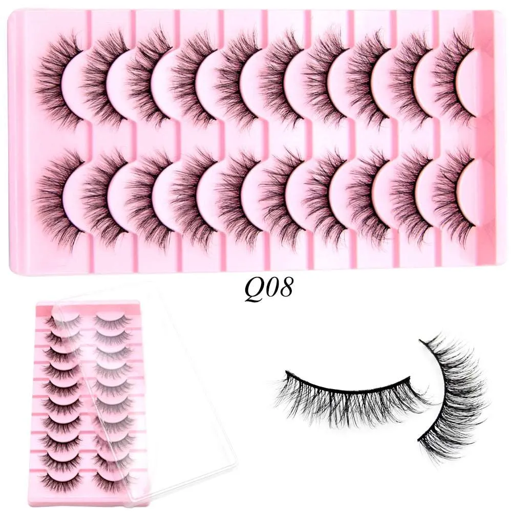 10 Pairs Mink Lashes Make Up Faux Hand Made Eyelashes Reusable Crisscross Q01