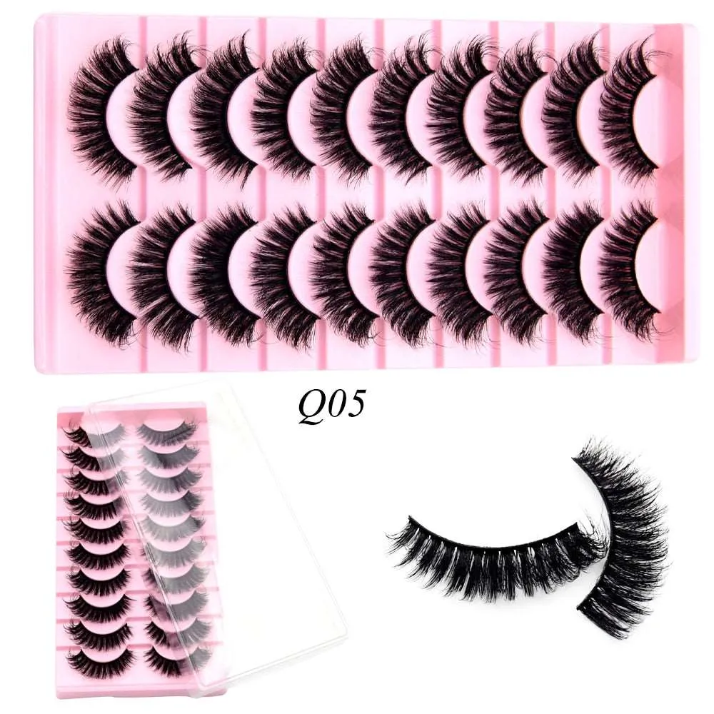 10 Pairs Mink Lashes Make Up Faux Hand Made Eyelashes Reusable Crisscross Q01