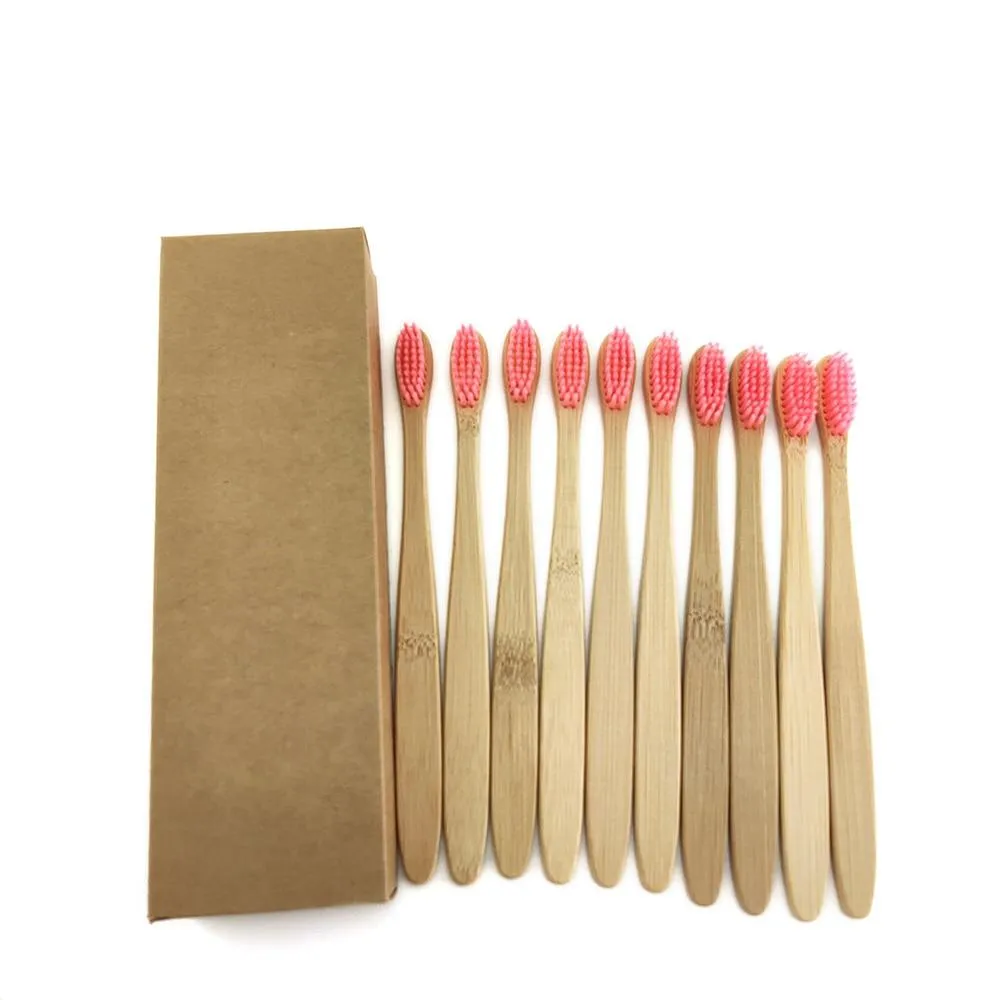 12Pcs/Pack Eco Friendly Natural Bamboo Charcoal Soft Hair Tooth  Brushes