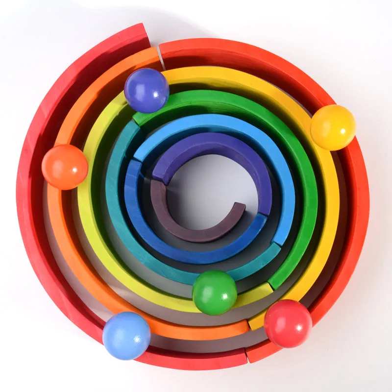 6 Pcs Wooden Balls in Rainbow Colors Diameter 1.8 Inches