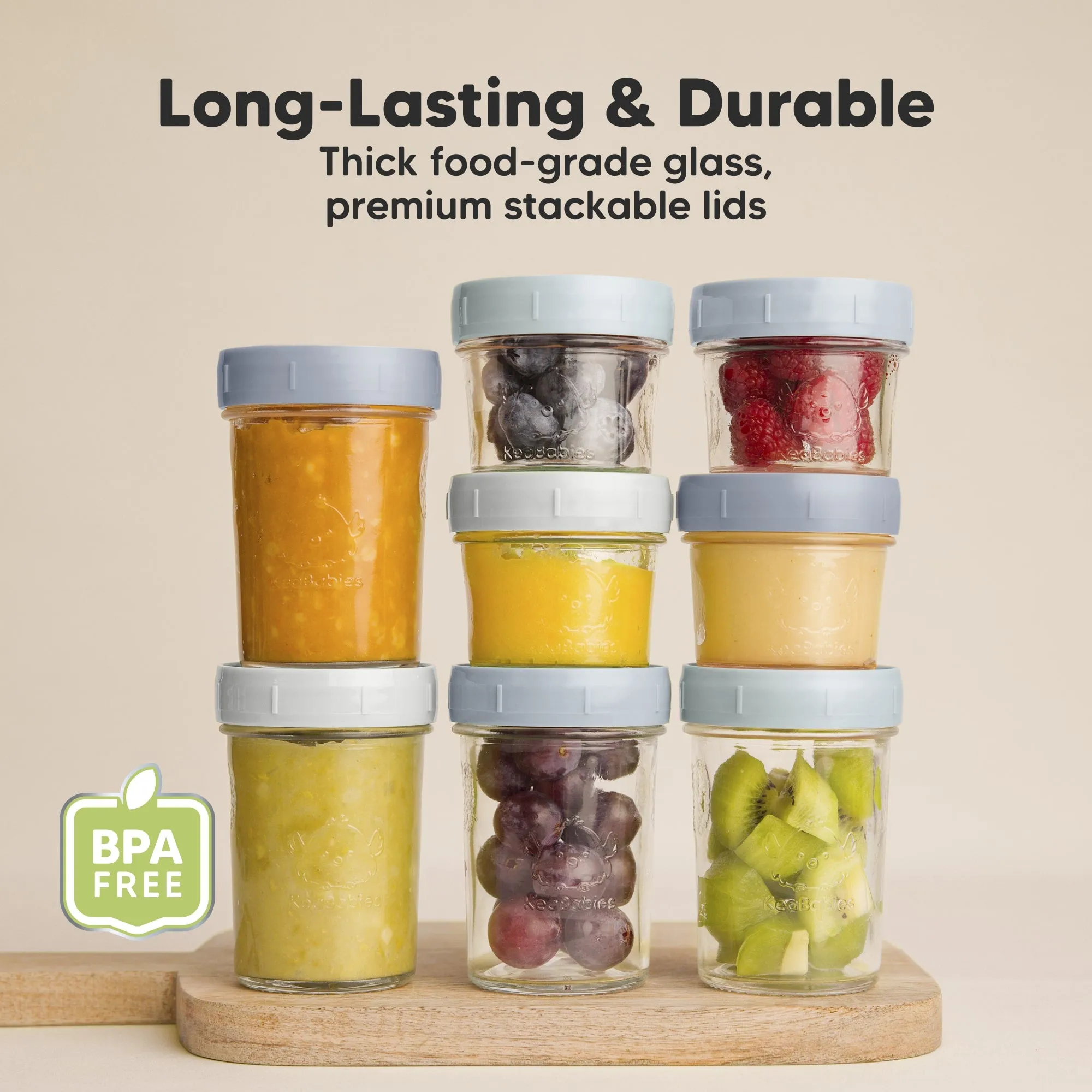 8-Pack Prep Jars Food Glass Containers (Slate)