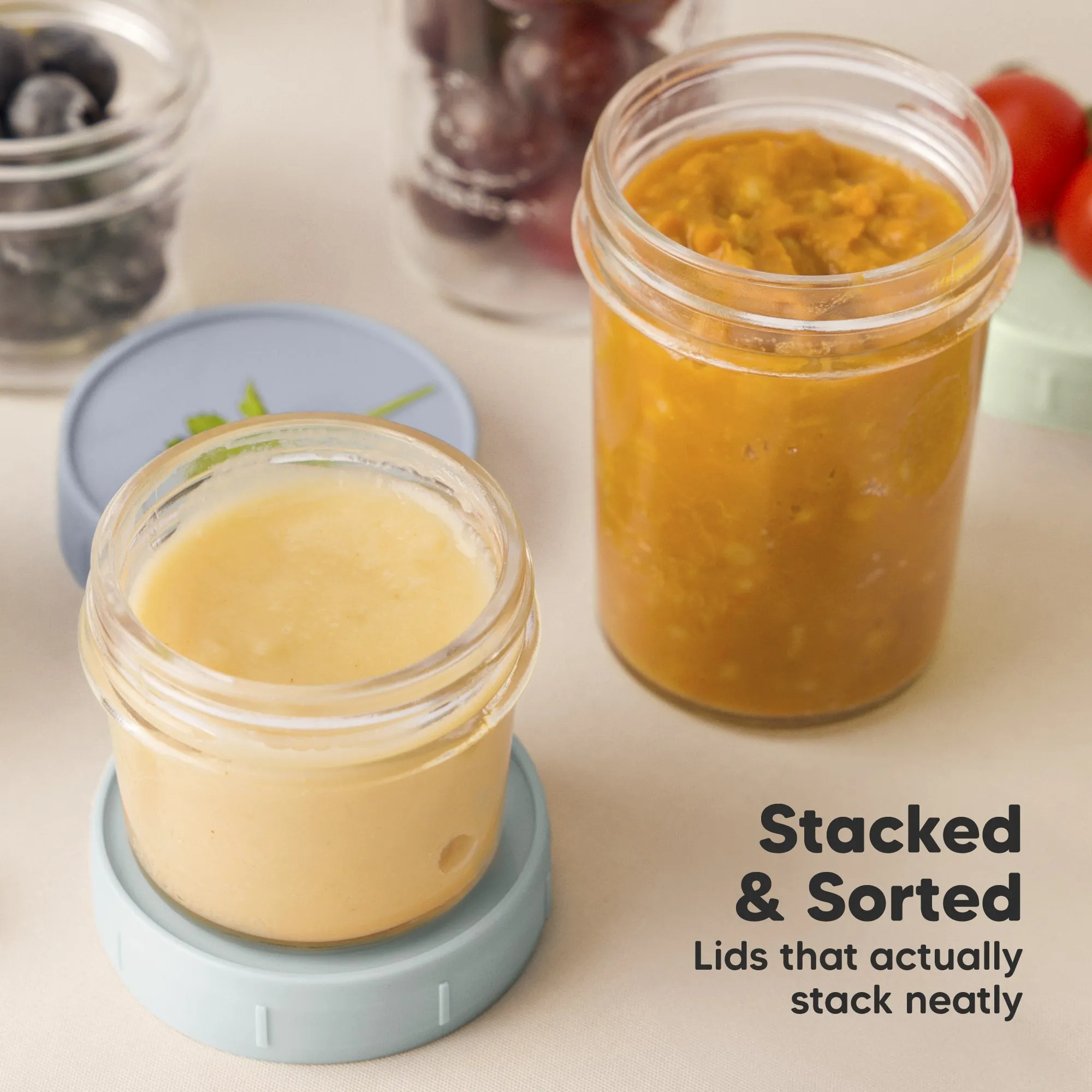 8-Pack Prep Jars Food Glass Containers (Slate)