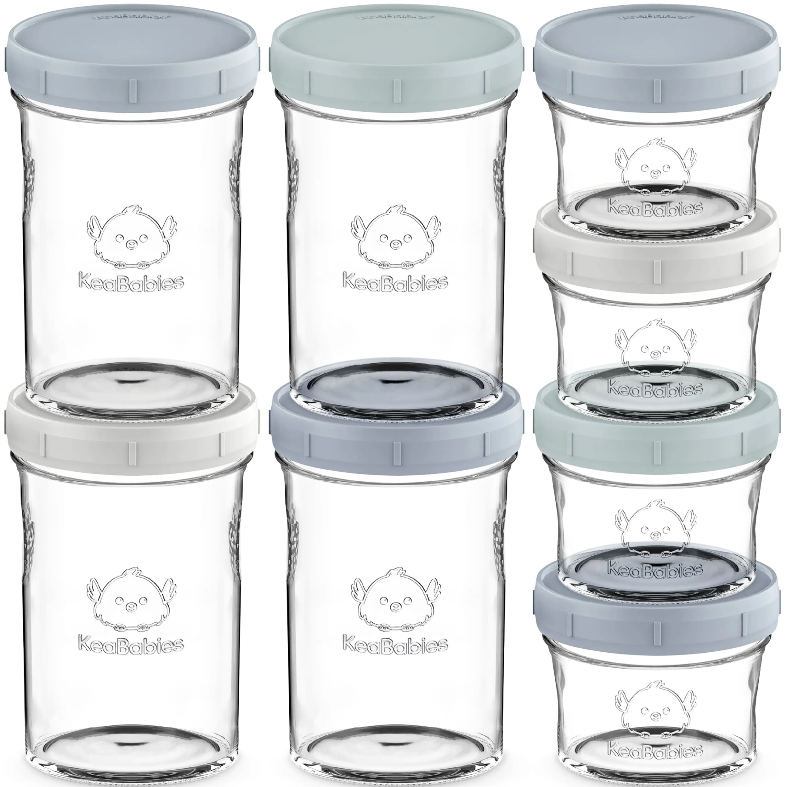 8-Pack Prep Jars Food Glass Containers (Slate)