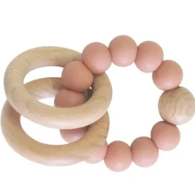 Alimrose Beechwood Teether Ring Set - Terracotta