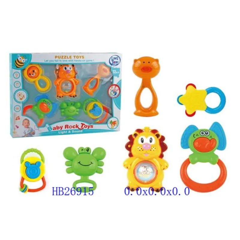 Animal Theme Baby Rock Rattle Set | 6 Pcs