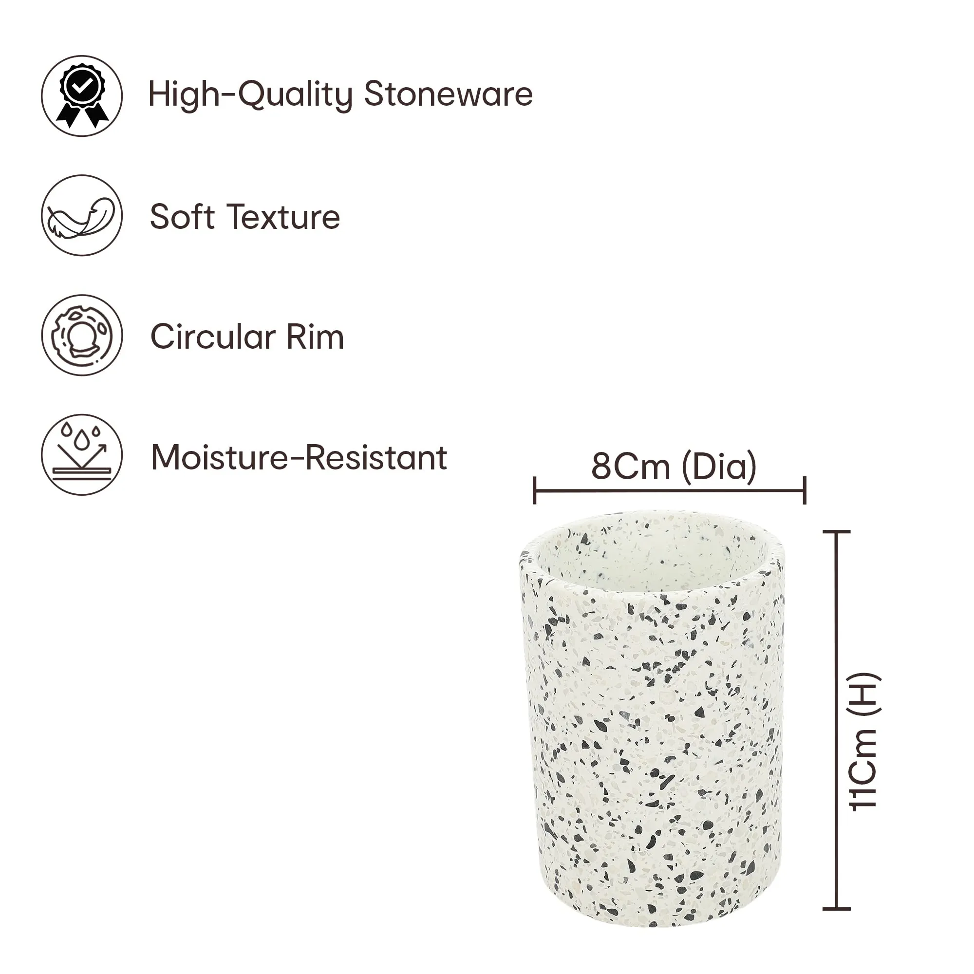 Anko Terrazzo Stoneware Toothbrush Holder & Liquid Soap Dispenser (400mL) Set for Bathroom | Rust-Proof, Leak-Proof, Easy to Clean | Bathroom Sanitizer, Lotion, Shampoo Dispenser