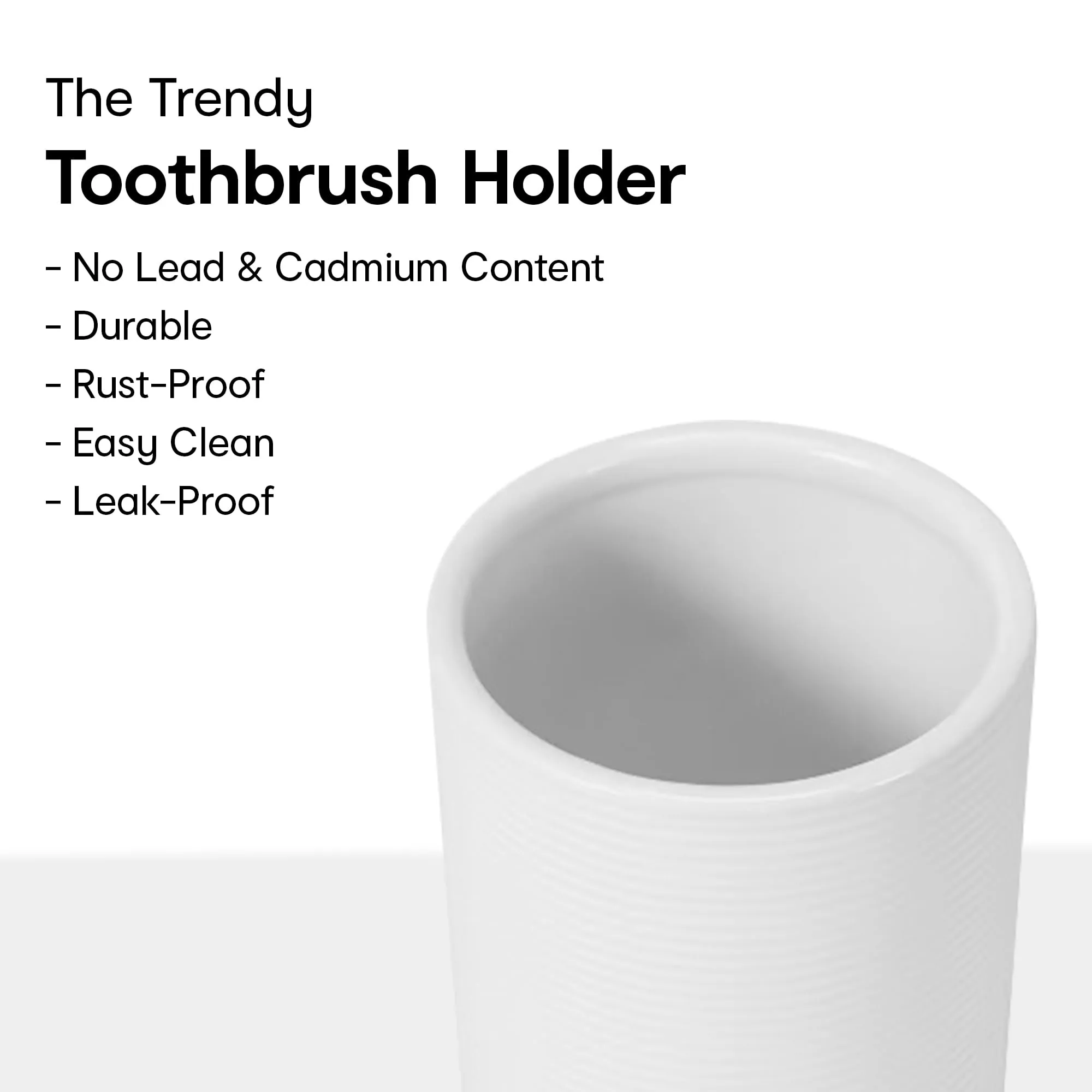 Anko White Ribbed Stoneware Toothbrush Holder (11 x 11 x 4.8 cm) & Liquid Soap Dispenser (350mL) Set for Bathroom | Rust-Proof, Leak-Proof, Easy to Clean | Bathroom Sanitizer, Lotion, White