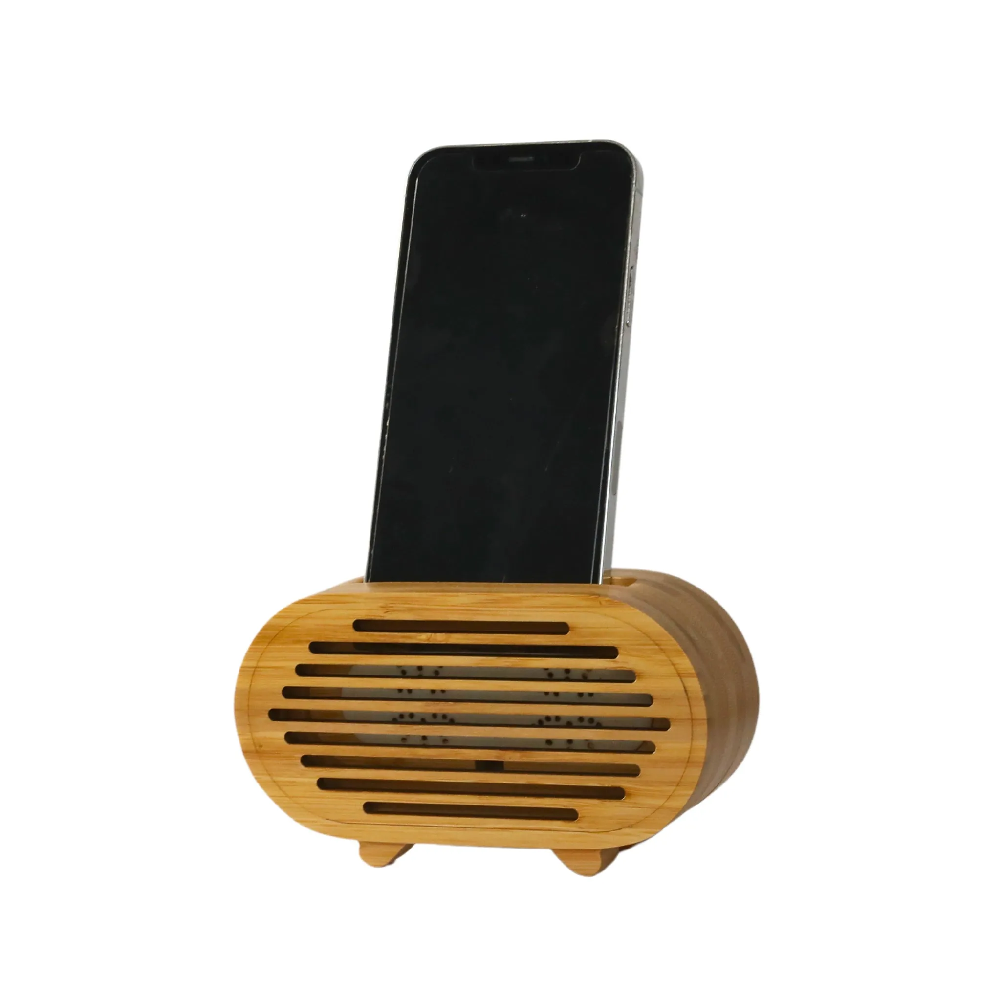 Bamboo Amplifier/Phone Stand Oval, 3" x 2" x 5.5"