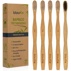 Bamboo Toothbrush Set 5-Pack - Bamboo Toothbrushes Medium Bristles