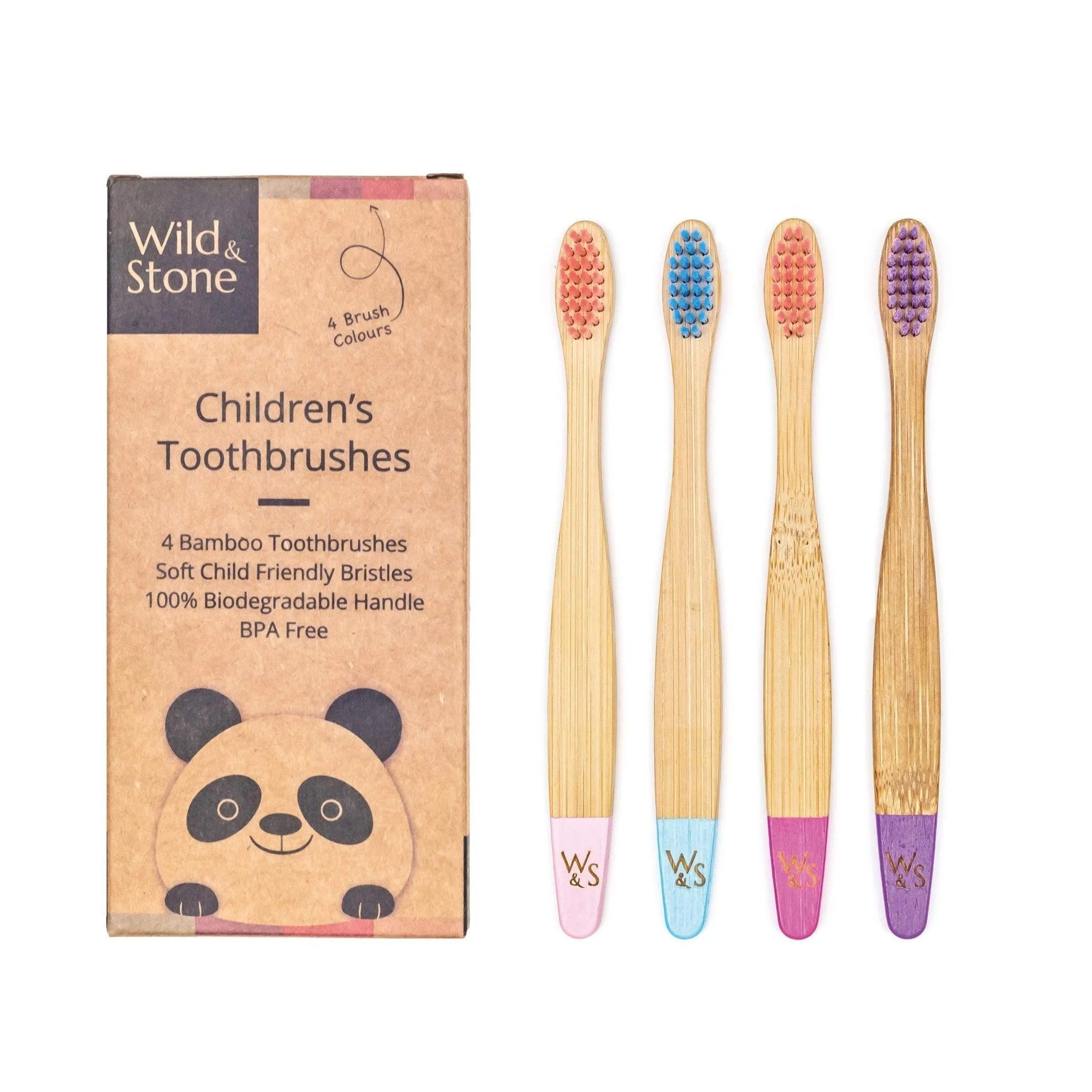 Children's Bamboo Toothbrush - 4 Pack - Candy Colour