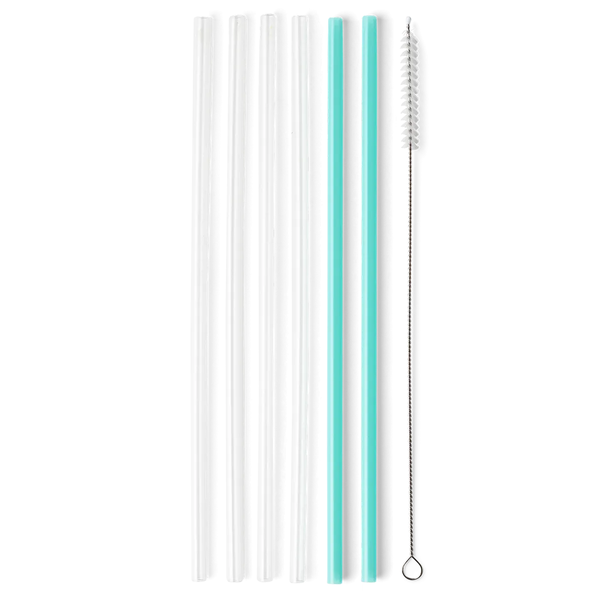 Clear and Aqua Reusable Straw Set (Tall)