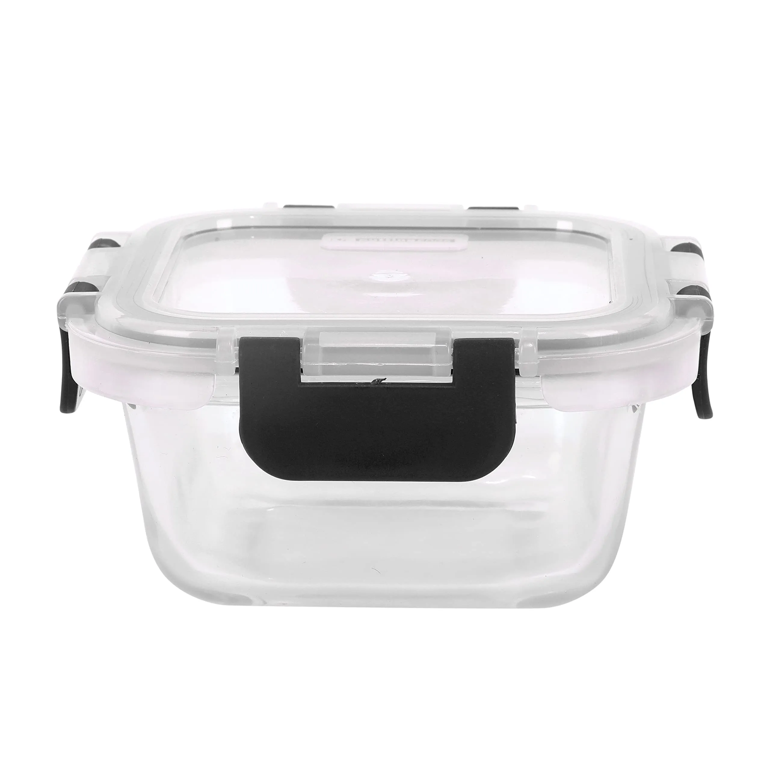 Cutting EDGE Square Glass Food Storage Lunch Box 350ml (Set of 2) with Lunch Bag, Microwave Safe, High Borosilicate, Leak Proof, Detachable & Break-Free Lid (Black)