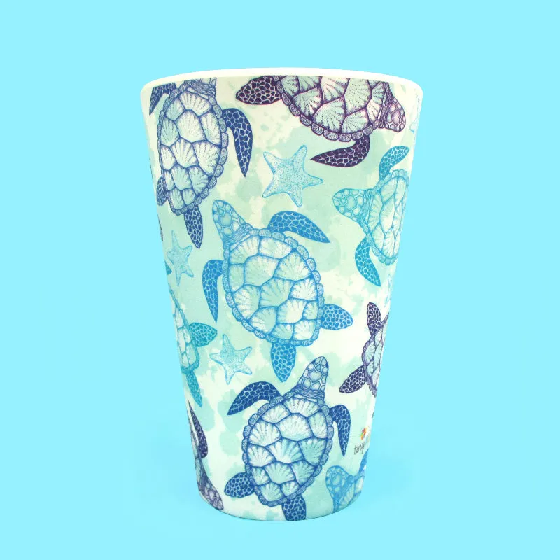 Eco-Friendly Reusable Plant Fiber Travel Mug with Sea Turtles Design