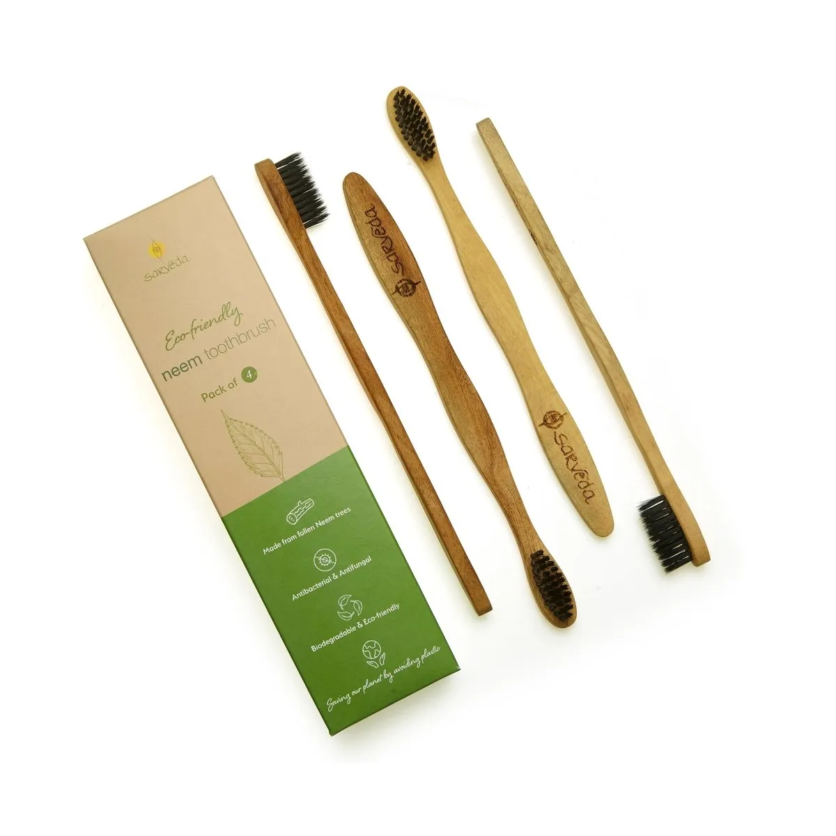 Eco-friendly Toothbrush made from Natural Neem Wood with Anti-bacterial & Anti-fungal properties