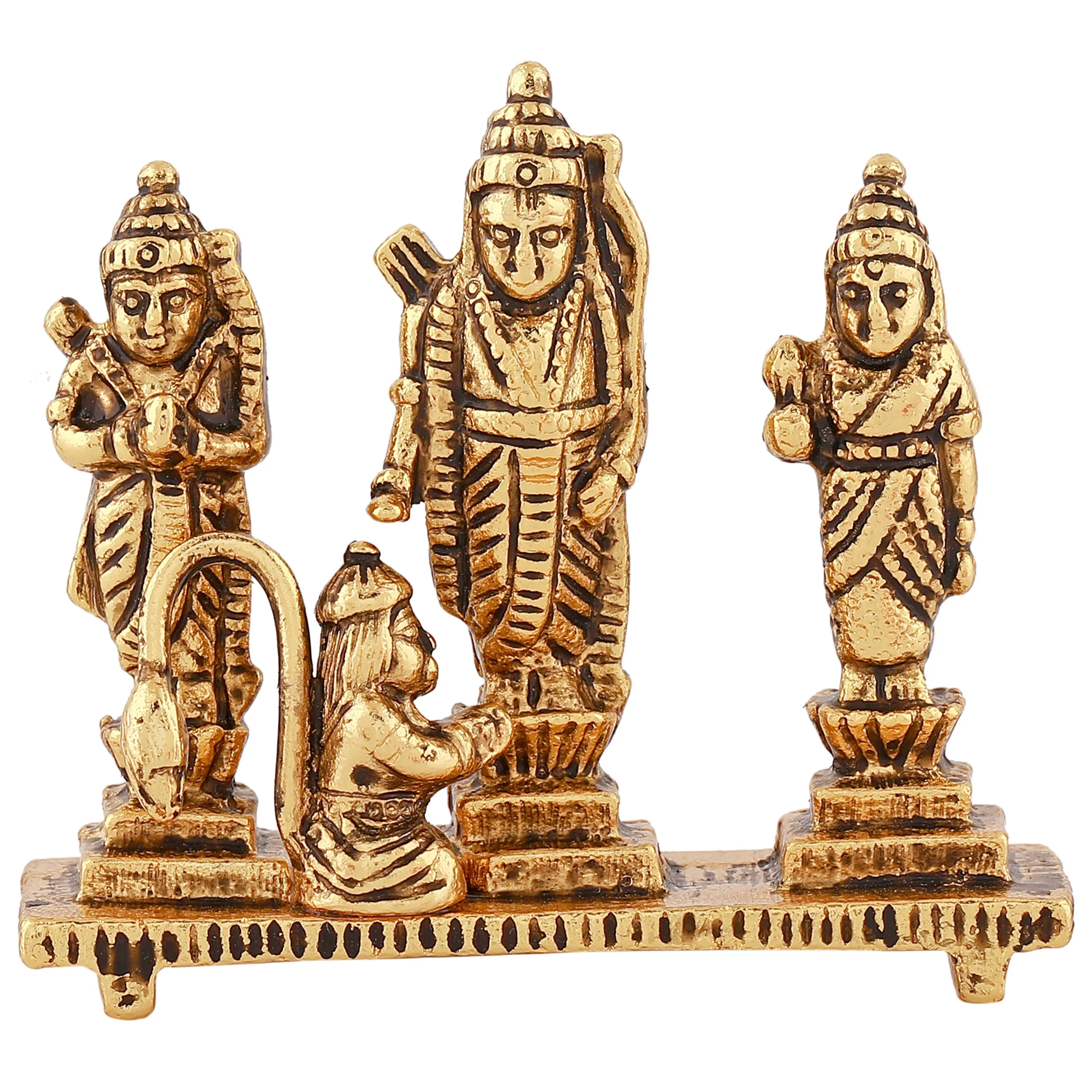 Estele Gold Plated Antique Spiritual Ram Darbar|God Ram,Laxman,Sita & Hanuman Idol for Pooja/Car Decor.