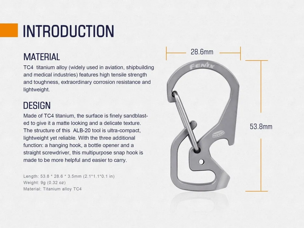 Fenix ALB-20 Multi-Purpose Snap Hook