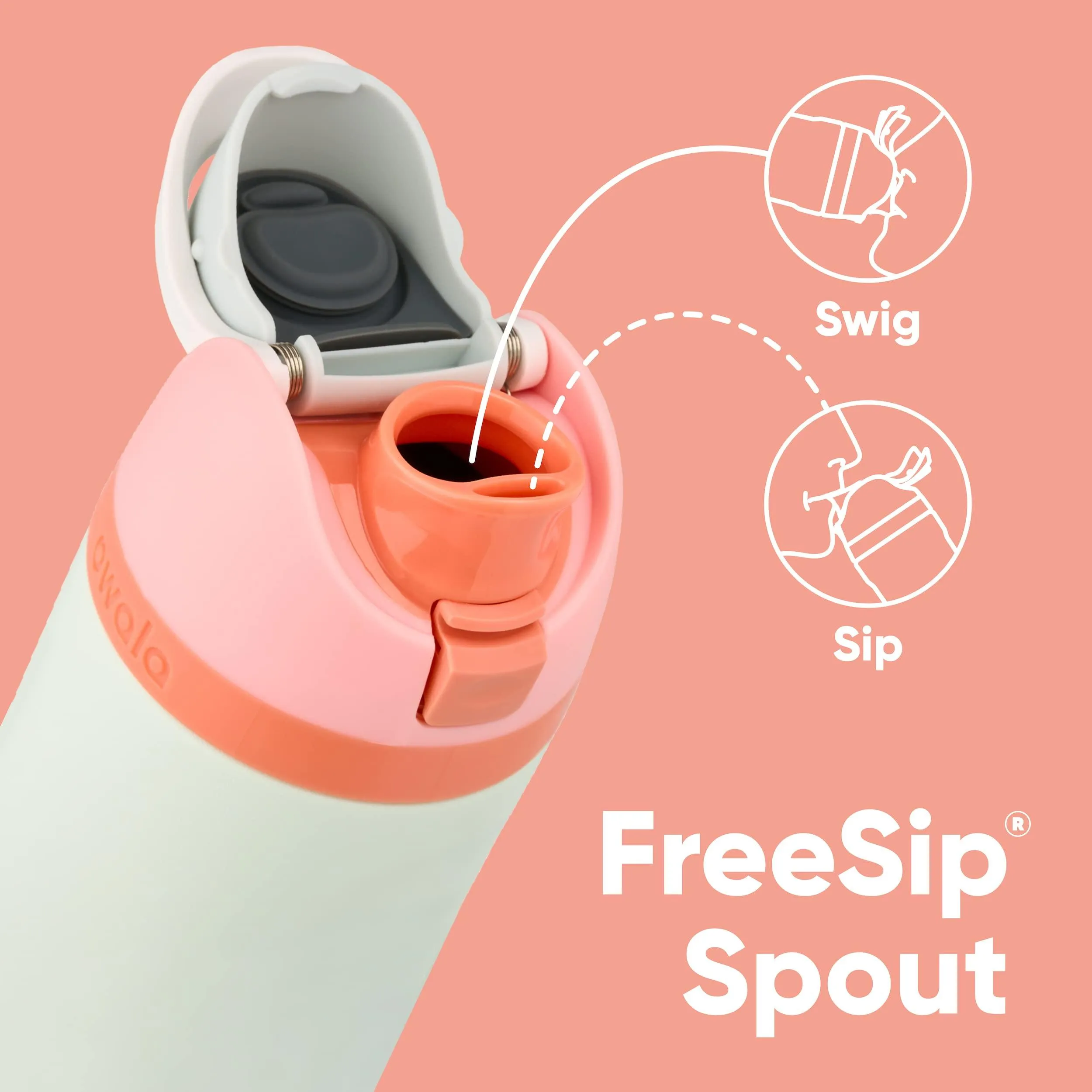 FreeSip Insulated Stainless Steel Water Bottle with Straw