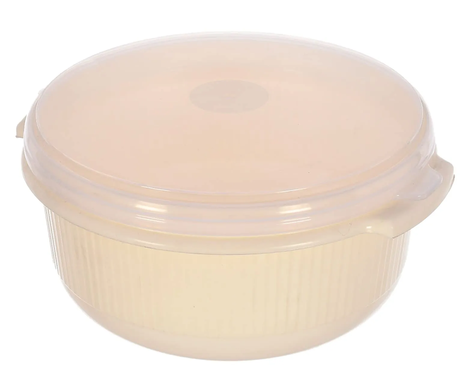 Heart Home 3 Piece Multiuses Plastic Serving/Mixing Bowls, Food Storage Containers Set With Lid, (3200ml, 1800ml, 1000ml) (Cream)-46HH0317