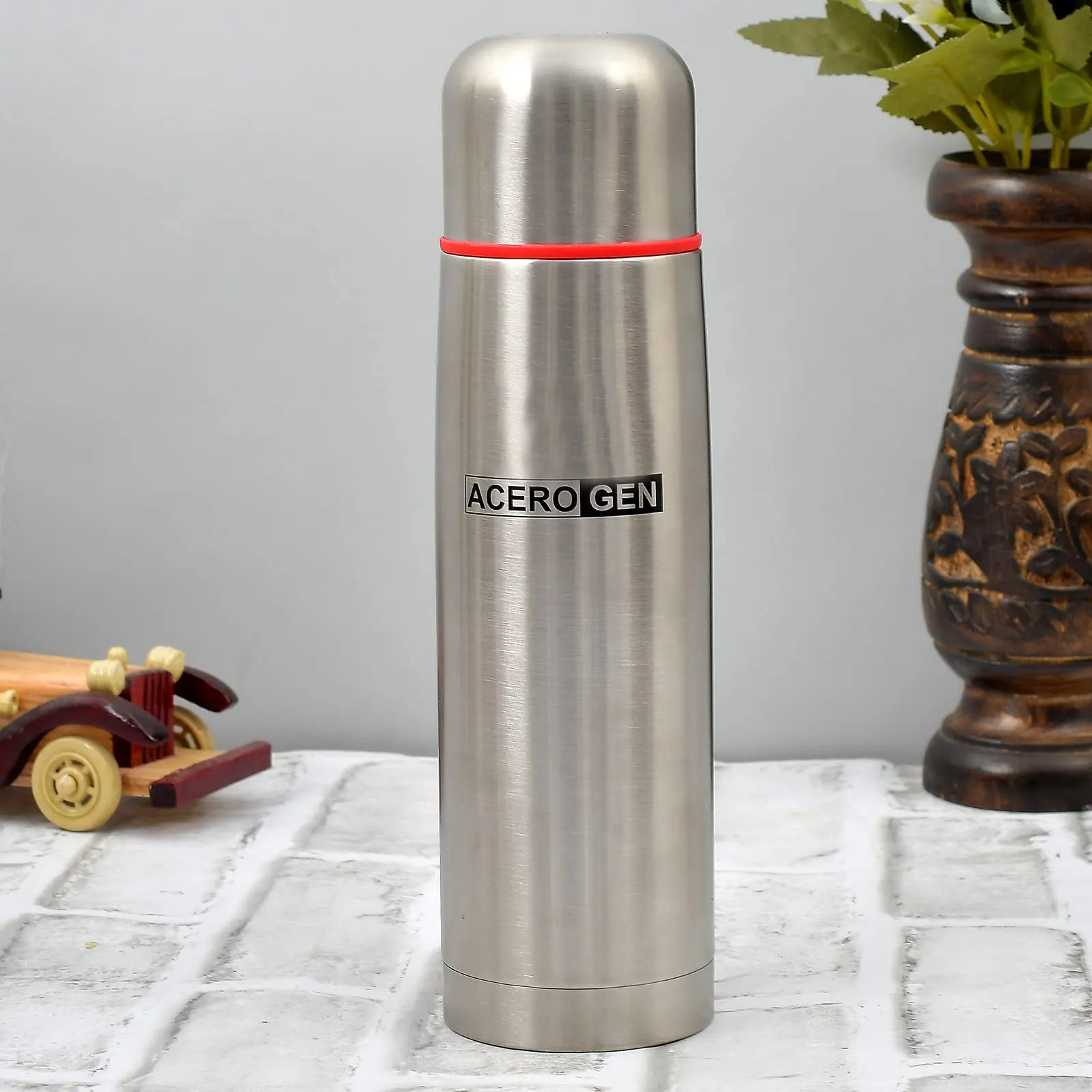 Heart Home Leak/Odour Free Insulated Double Wall Stainless Steel Water Bottle/Flask with Cover, 500ml (Silver)-HS42KUBMART25146