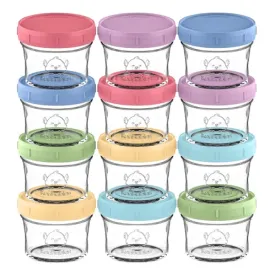 KeaBabies 12pk Prep Baby Food Storage Containers, Leak-Proof Food Jars