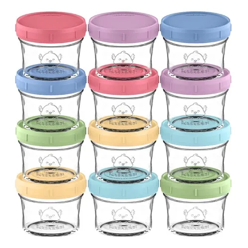 KeaBabies 12pk Prep Baby Food Storage Containers, Leak-Proof Food Jars