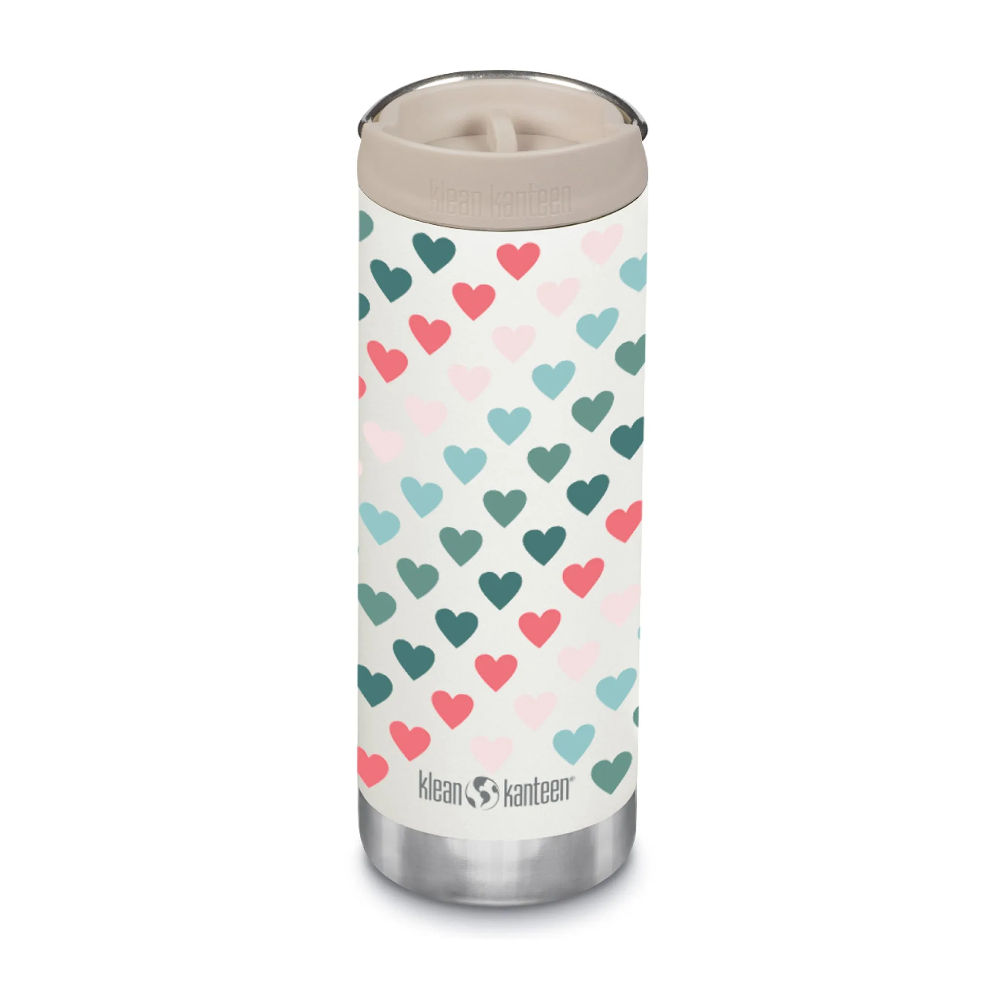 Klean Kanteen Limited Edition 16oz TKWide Cafe Cap - Valentine's Hearts