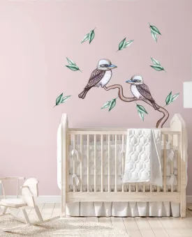 Kookaburra Wall Decal Set Australian Design Hand Painted Peel & Stick, Removable Wall Decal. Nursery, Kids Playroom, Kids Teens Bedroom