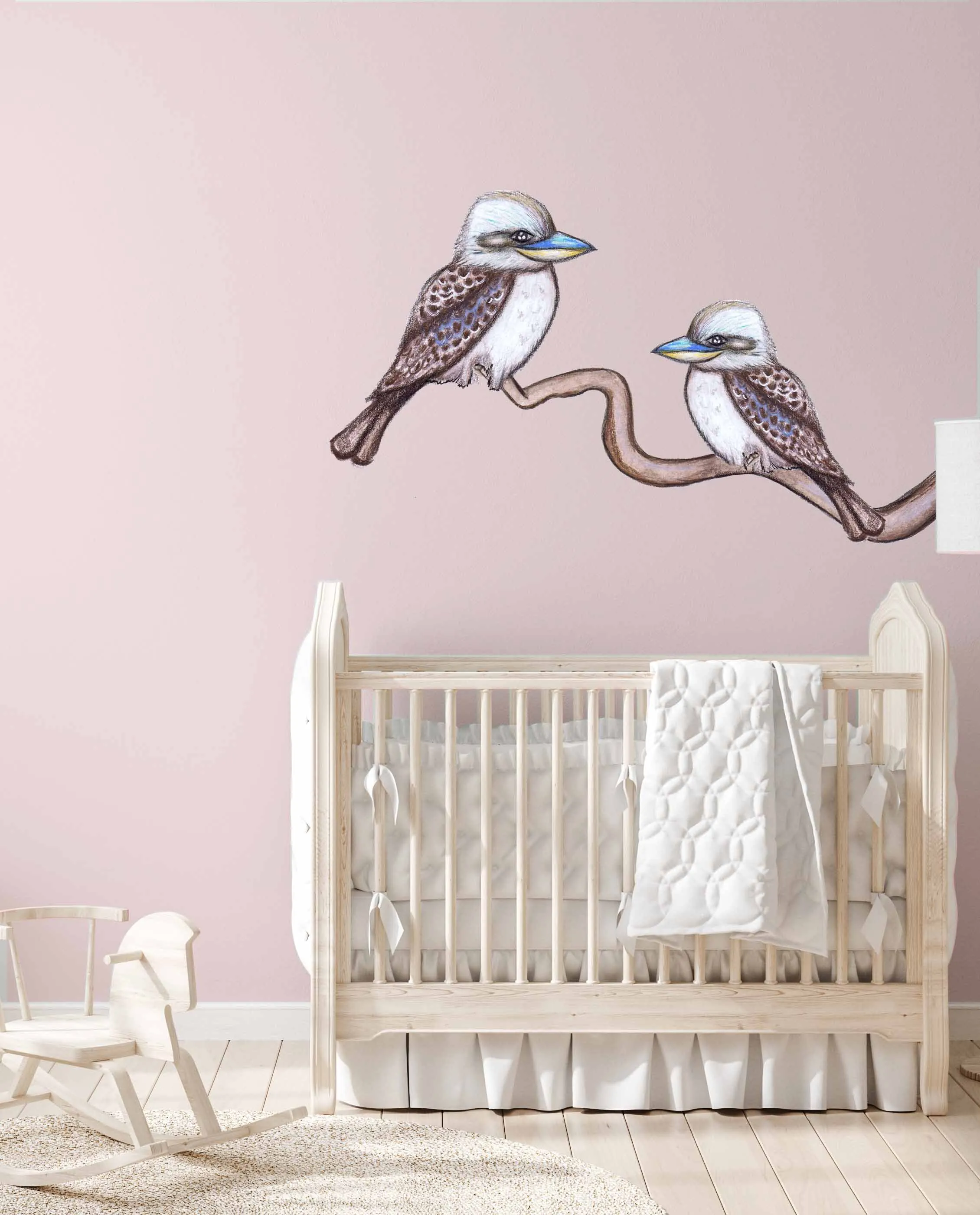 Kookaburra Wall Decal Set Australian Design Hand Painted Peel & Stick, Removable Wall Decal. Nursery, Kids Playroom, Kids Teens Bedroom