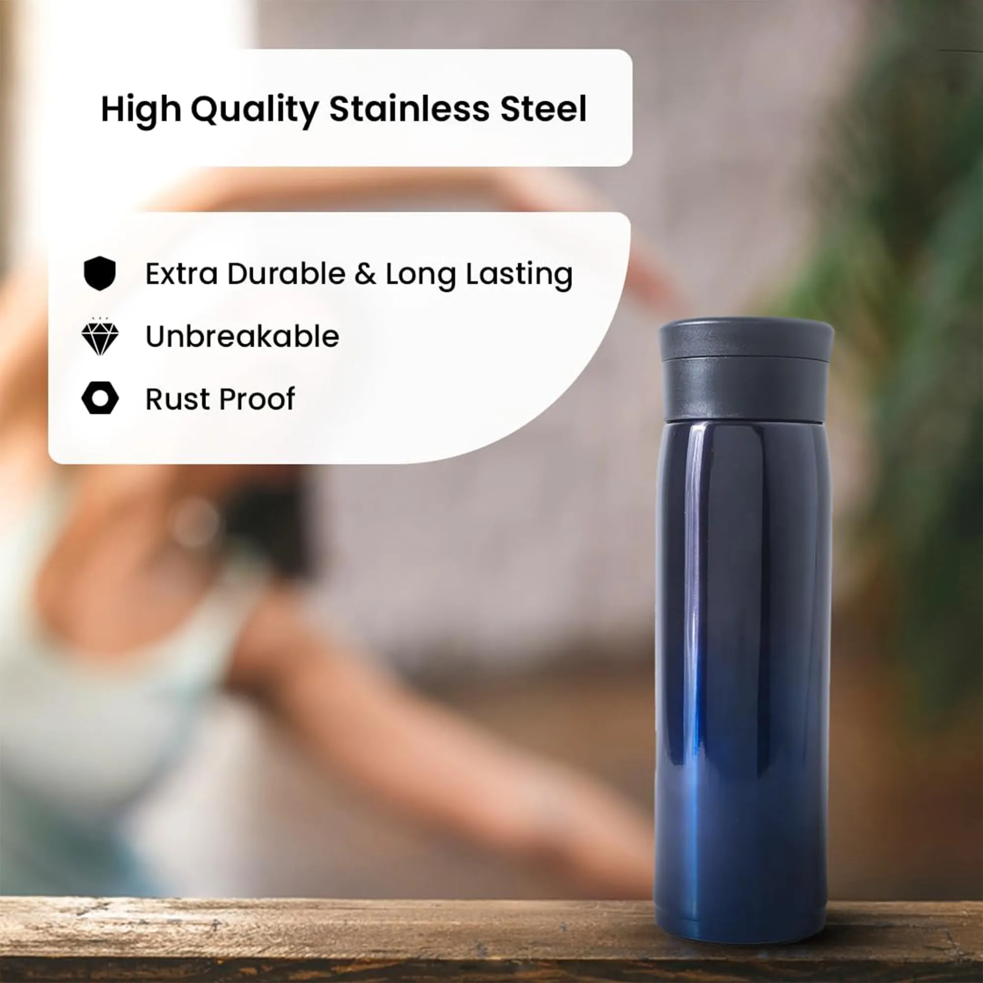 Kuber Industries 1500 ml Dual Colored LeakProof Hot & Cold Stainless Steel Water Bottle | Shatterproof Insulated Thermos Water Bottle for Office, Home & Adults | ‎Gradient Blue