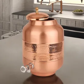 Kuber Industries 8L Leak-Proof Copper Dispenser, Water Storage Containers with Tap | Lightweight & Biodegradable Tambe Ka Matka for Home & Kitchen | Copper Utensils for Kitchen | Copper