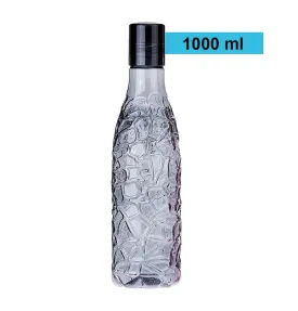 Kuber Industries BPA-Free Plastic Water Bottle|Leak Proof, Firm Grip, 100% Food Grade Plastic Bottles|For Home, Office, & Gym|Unbreakable, Freezer Proof, Fridge Water Bottle|Set Of 4|Black (Pack Of 6)