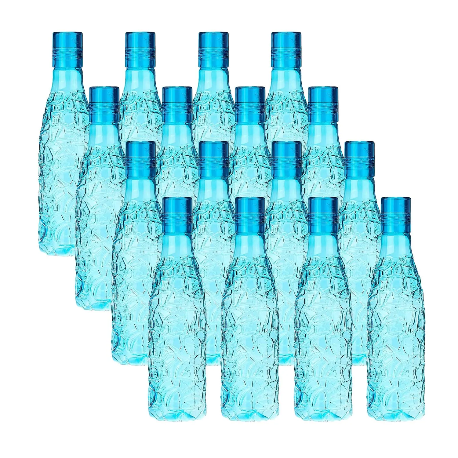 Kuber Industries BPA-Free Plastic Water Bottle|Leak Proof, Firm Grip, 100% Food Grade Plastic Bottles|For Home, Office, & Gym|Unbreakable, Freezer Proof, Fridge Water Bottle|Set Of 4|Blue (Pack Of 4)