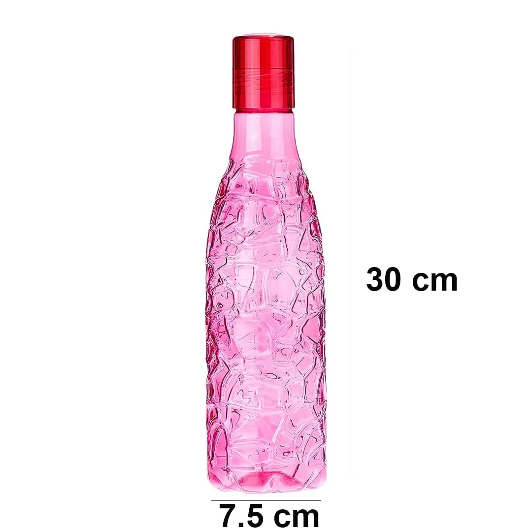 Kuber Industries BPA-Free Plastic Water Bottle|Leak Proof, Firm Grip, 100% Food Grade Plastic Bottles|for Home, Office, & Gym|Unbreakable, Freezer Proof, Fridge Water Bottle|Set of 4|Pink (Pack of 4)