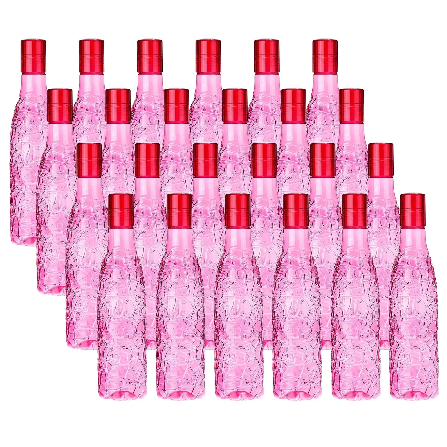 Kuber Industries BPA-Free Plastic Water Bottle|Leak Proof, Firm Grip, 100% Food Grade Plastic Bottles|For Home, Office, & Gym|Unbreakable, Freezer Proof, Fridge Water Bottle|Set Of 4|Pink (Pack Of 6)