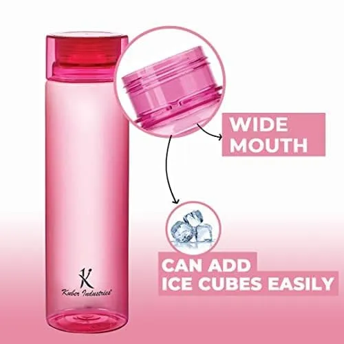 Kuber Industries BPA Free Plastic Water Bottles | Breakproof, Leakproof, Food Grade PET Bottles | Water Bottle for Kids & Adults | Plastic Bottle Set of 6 |Assorted (Pack of 3)