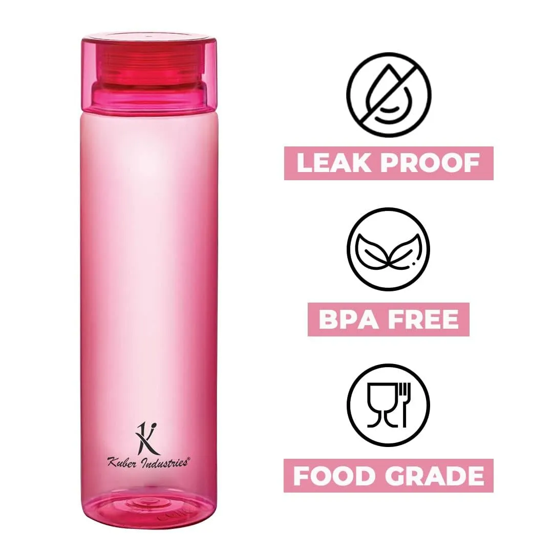 Kuber Industries BPA Free Plastic Water Bottles | Breakproof, Leakproof, Food Grade PET Bottles | Water Bottle for Kids & Adults | Plastic Bottle Set of 6 |Assorted (Pack of 4)