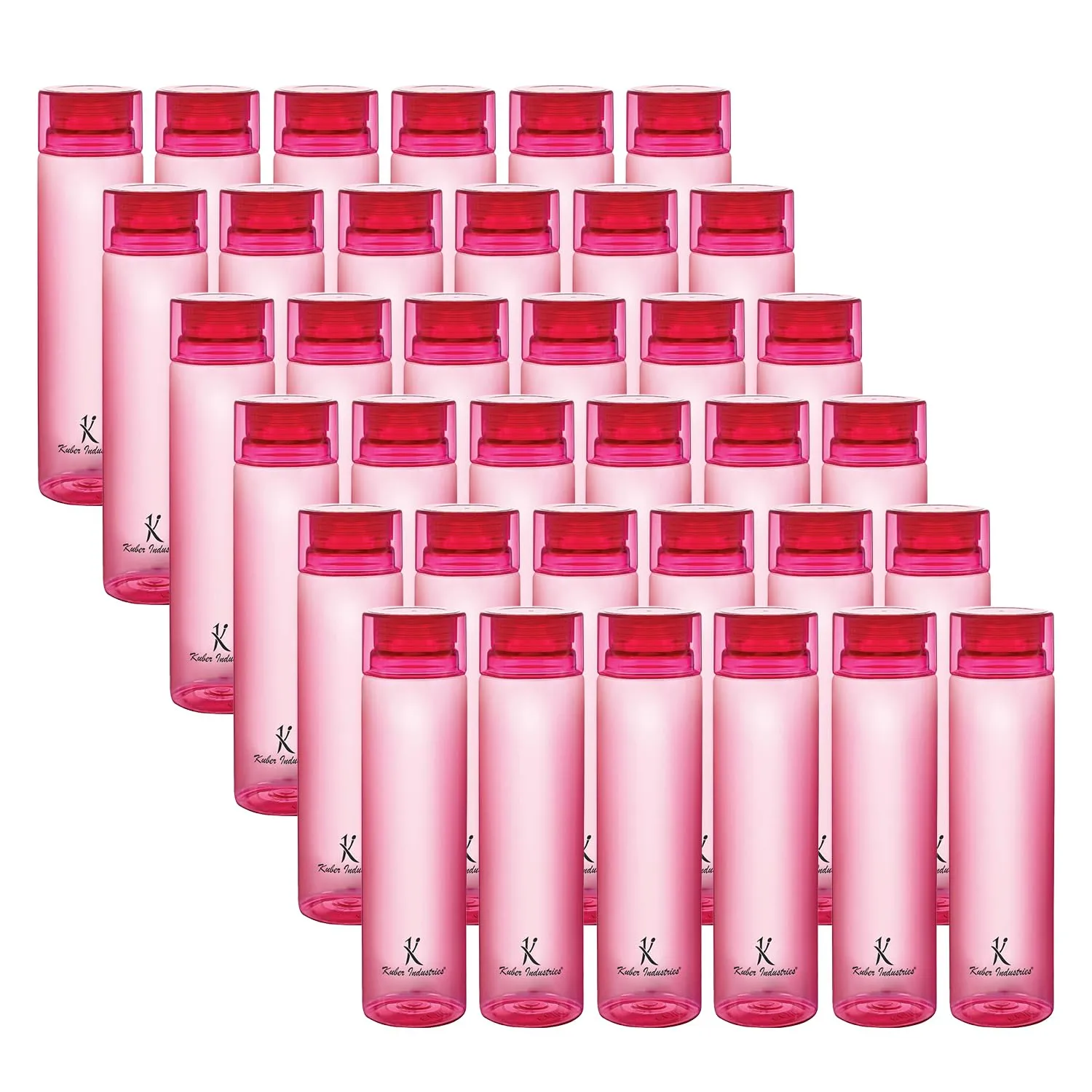 Kuber Industries BPA Free Plastic Water Bottles | Breakproof, Leakproof, Food Grade PET Bottles | Water Bottle for Kids & Adults | Plastic Bottle Set of 6 |Pink (Pack Of 6)